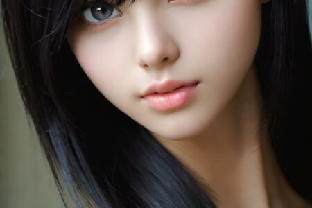 AI girl with black hair wallpaper