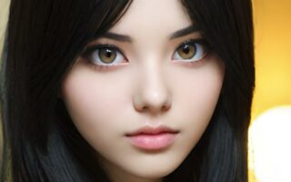 AI girl with black hair wallpaper