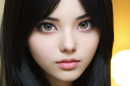 AI girl with black hair wallpaper