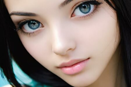 AI girl with black hair wallpaper