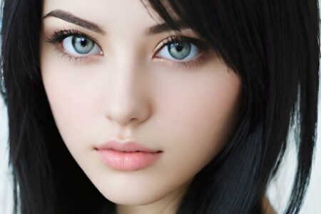 AI girl with black hair wallpaper