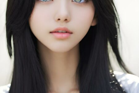 AI girl with black hair wallpaper