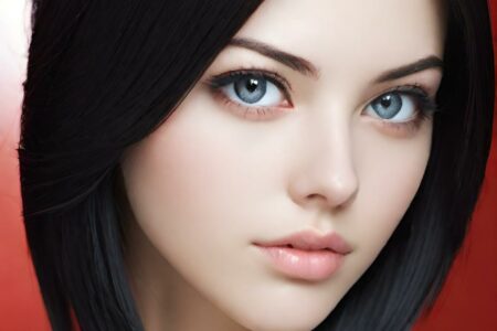 AI girl with black hair wallpaper