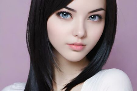 AI girl with black hair wallpaper