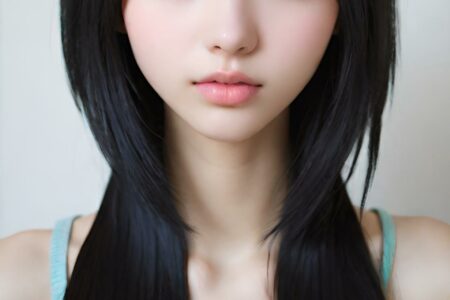 AI girl with black hair wallpaper