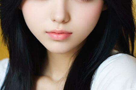 AI girl with black hair wallpaper