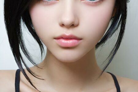 AI girl with black hair wallpaper