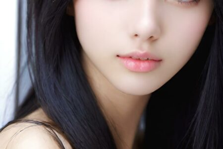 AI girl with black hair wallpaper