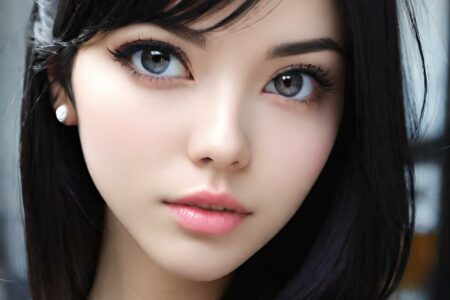 AI girl with black hair wallpaper