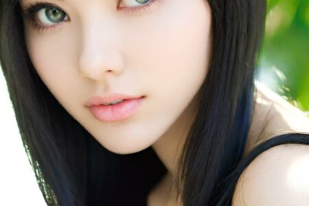 AI girl with black hair wallpaper