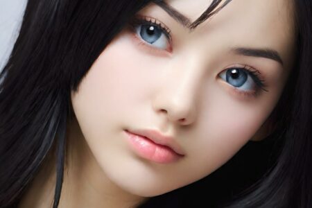 AI girl with black hair wallpaper