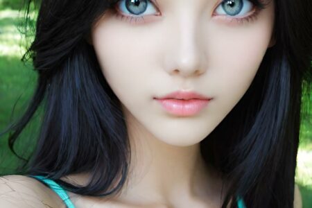 AI girl with black hair wallpaper