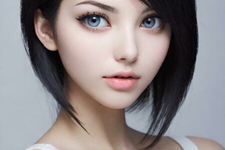 AI girl with black hair wallpaper