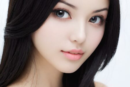 AI girl with black hair wallpaper