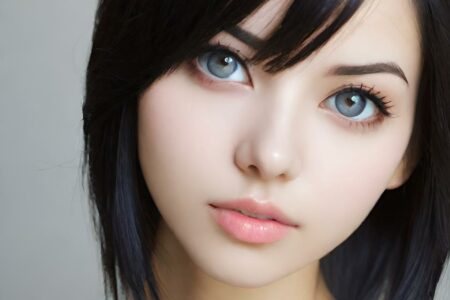 AI girl with black hair wallpaper