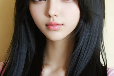 AI girl with black hair wallpaper