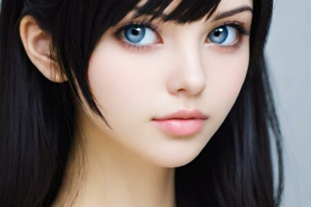 AI girl with black hair wallpaper