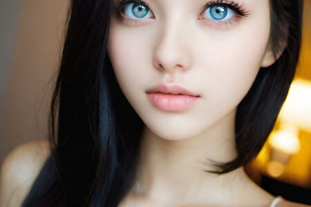 AI girl with black hair wallpaper