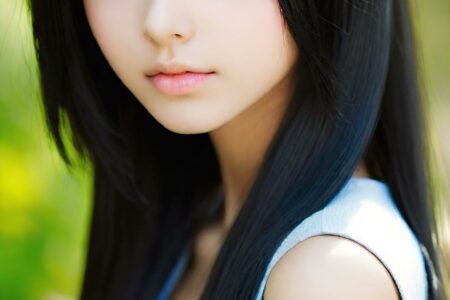 AI girl with black hair wallpaper