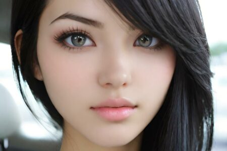 AI girl with black hair wallpaper