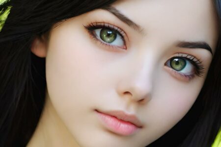 AI girl with black hair wallpaper