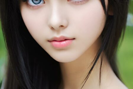 AI girl with black hair wallpaper