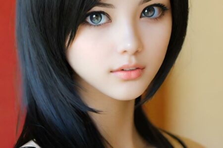 AI girl with black hair wallpaper