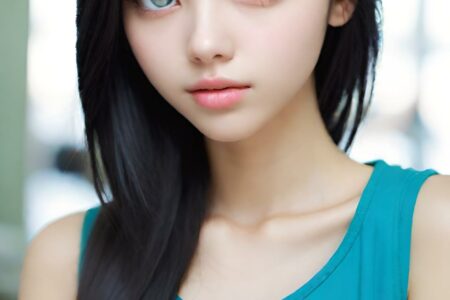 AI girl with black hair wallpaper
