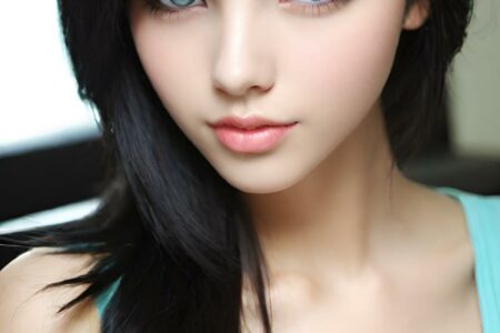 AI girl with black hair wallpaper