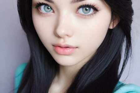 AI girl with black hair wallpaper