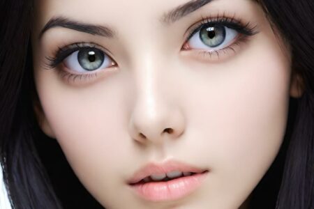 AI girl with black hair wallpaper