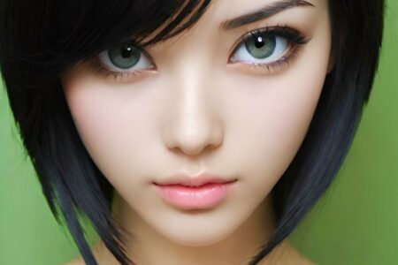 AI girl with black hair wallpaper