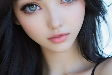 AI girl with black hair wallpaper