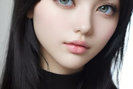 AI girl with black hair wallpaper