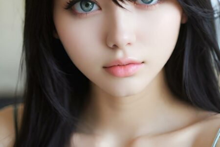 AI girl with black hair wallpaper