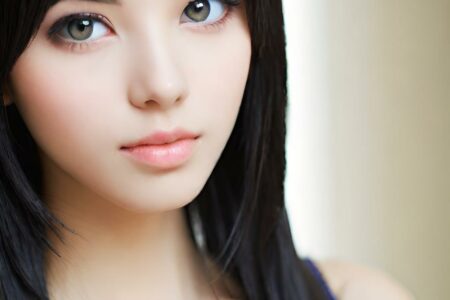 AI girl with black hair wallpaper