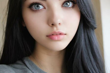 AI girl with black hair wallpaper