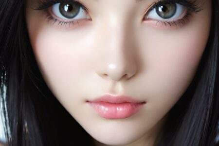 AI girl with black hair wallpaper