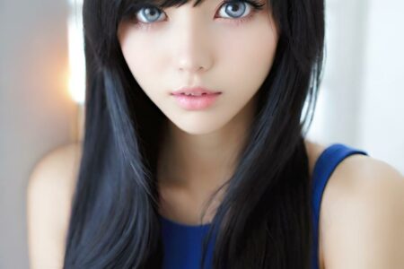 AI girl with black hair wallpaper