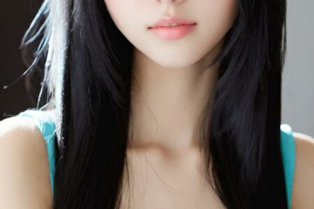 AI girl with black hair wallpaper