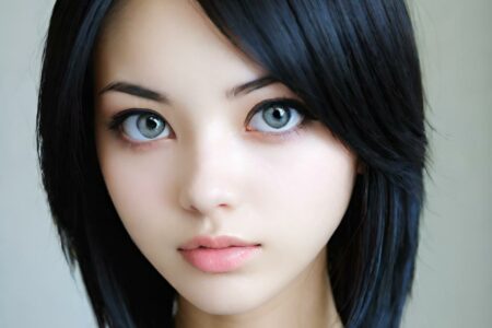 AI girl with black hair wallpaper