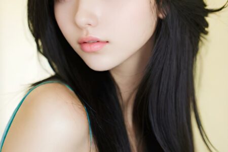 AI girl with black hair wallpaper