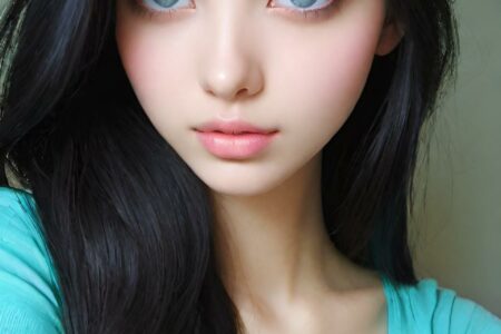 AI girl with black hair wallpaper