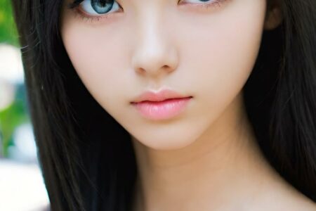 AI girl with black hair wallpaper