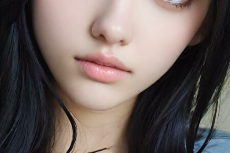 AI girl with black hair wallpaper