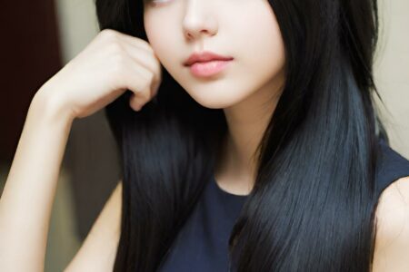 AI girl with black hair wallpaper