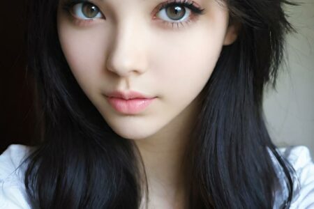 AI girl with black hair wallpaper