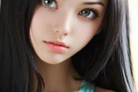 AI girl with black hair wallpaper