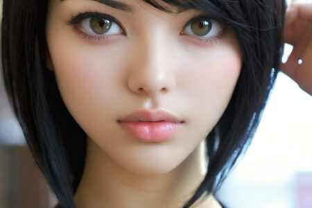 AI girl with black hair wallpaper
