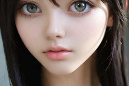 AI girl with black hair wallpaper